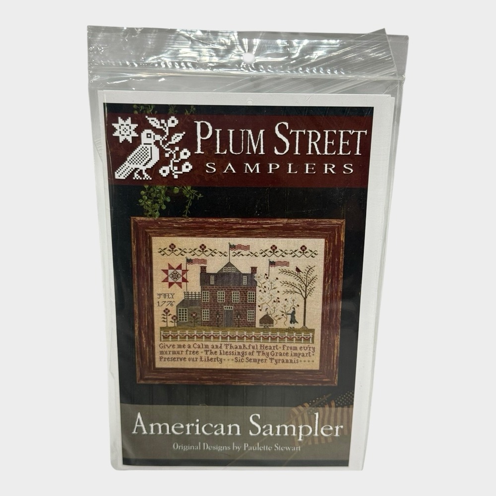 Plum Street Samplers American Sampler Cross Stitch Pattern w/ Floss Americana